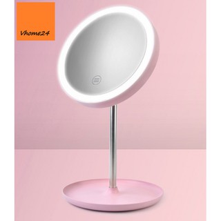 Gương trang điểm để bàn led dáng tròn chân cao gtd150