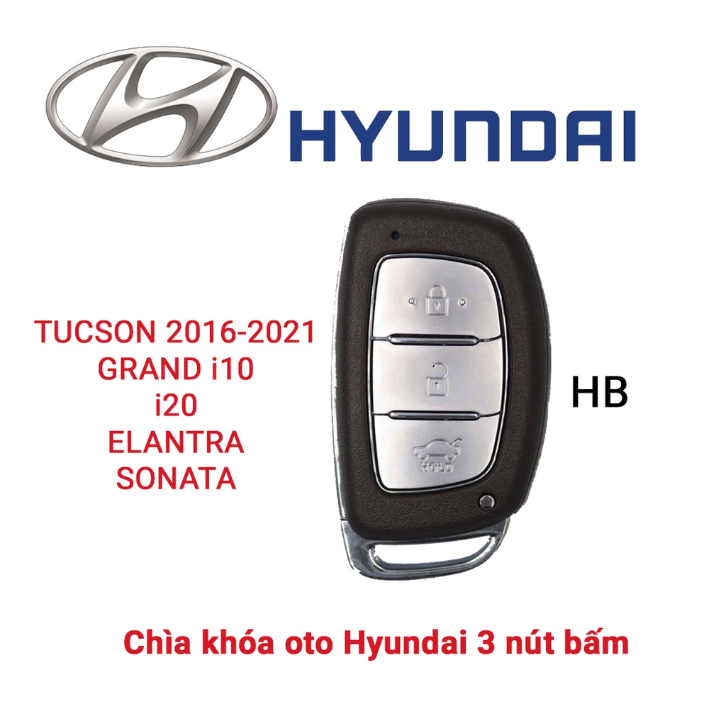 Bao da bọc chìa khóa smartkey ô tô Hyundai Tucson I10 I120 Elantra Sonata Stargazer 2023 khâu tay kín nút bấm móc đen HB