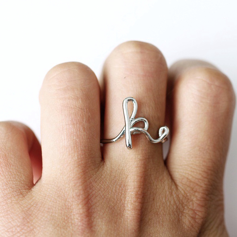 [Mã FASHIONT4MA2 giảm 10K đơn 50K] Ring Simple English Letter Motif for Couples / Men / Women 1Pcs