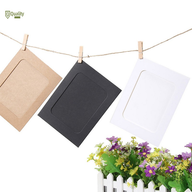 Set 10 khung ảnh bằng giấy có kẹp và dây treo ảnh gắn tường trang trí đa năng