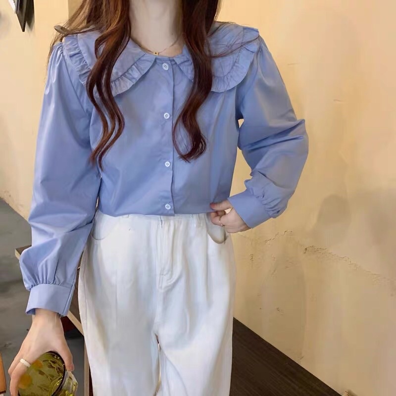 Áo sơ mi xanh/hồng/trắng cách điệu xinh xắn👑👑👑