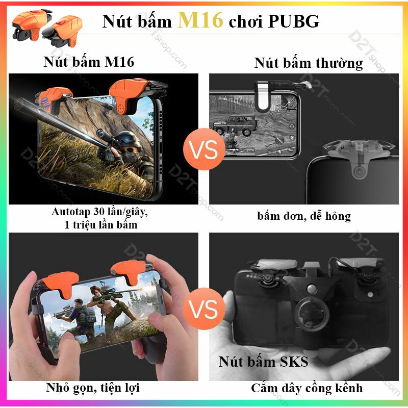 [Mã ELFLASH5 giảm 20K đơn 50K] Nút bấm game PUBG M16 Pro tự động autotap 30 lần/ giây, siêu nhanh, siêu nhỏ gọn