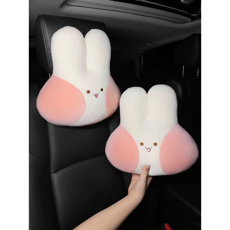 Set Tựa Eo Gối Cổ Trên Xe Ô Tô Thỏ Má Hồng Dễ Thương - Tựa cổ Trên xe Hơi