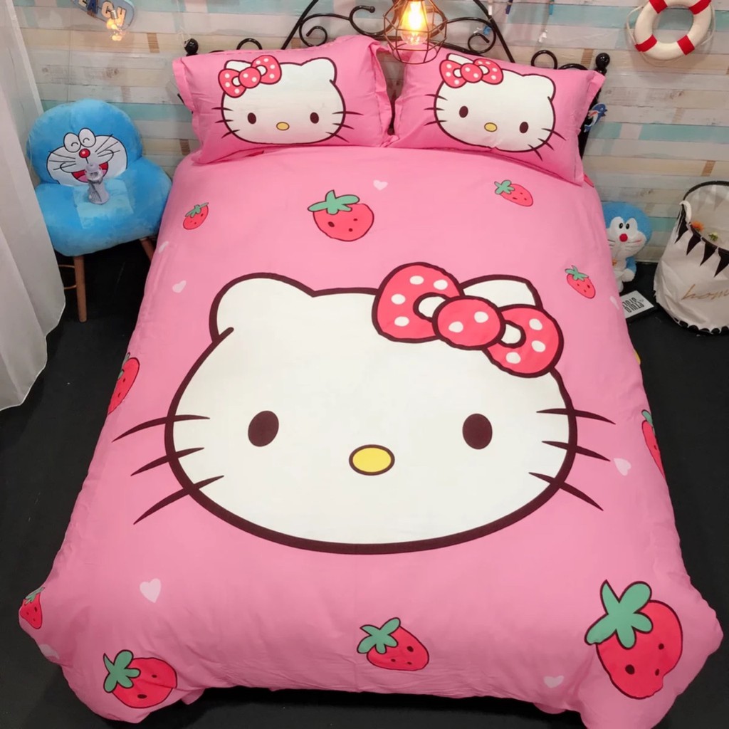 [GIÁ SỐC] Bộ chăn ga gối 4 món Hello Kitty, Công chúa 100% Cotton Tina cao cấp – video thật - Hàng xuất khẩu