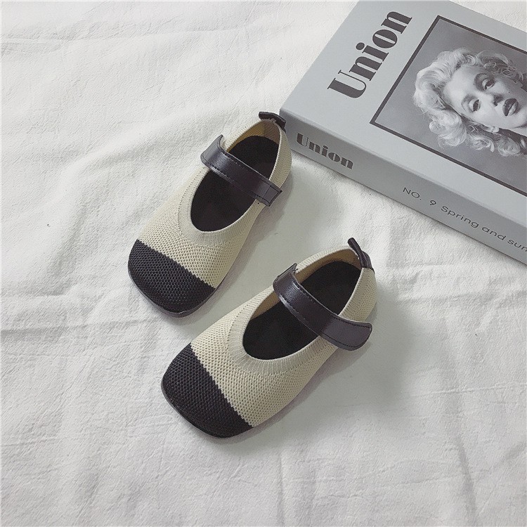 Giày búp bê dệt kim phong cách thời trang Hàn Quốc cho bé gái