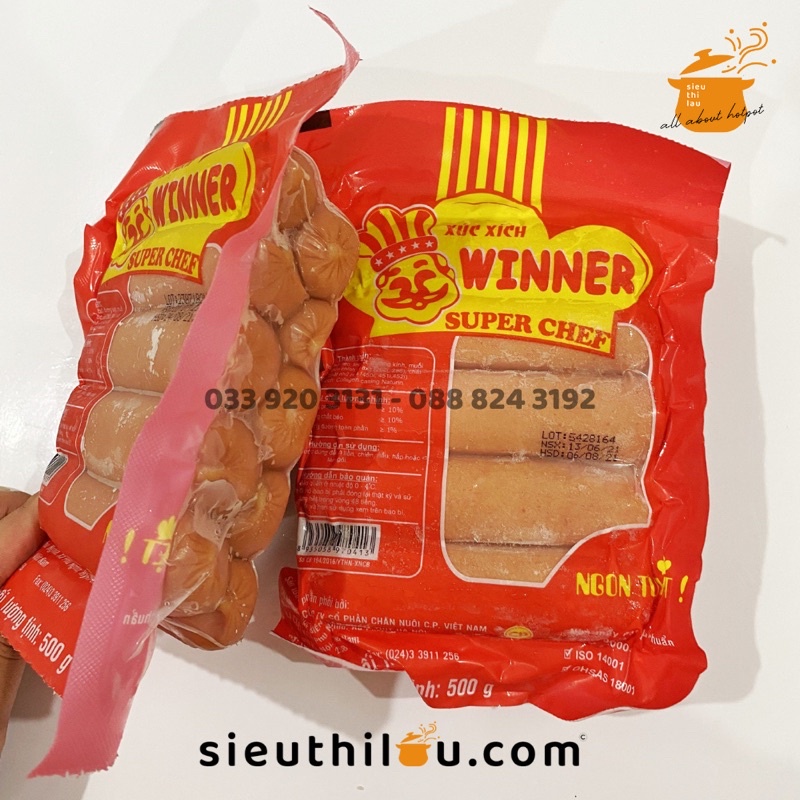 Xúc Xích xông khói 500g (10 cây) - Xúc Xích CP Winner - Siêu Thị Lẩu