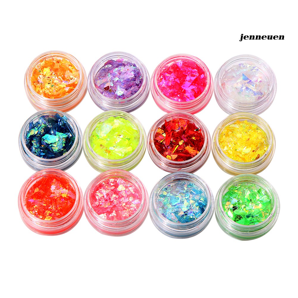 [Hàng mới về] Bộ 12 Lọ Bột Kim Tuyến Trang Trí Móng Tay