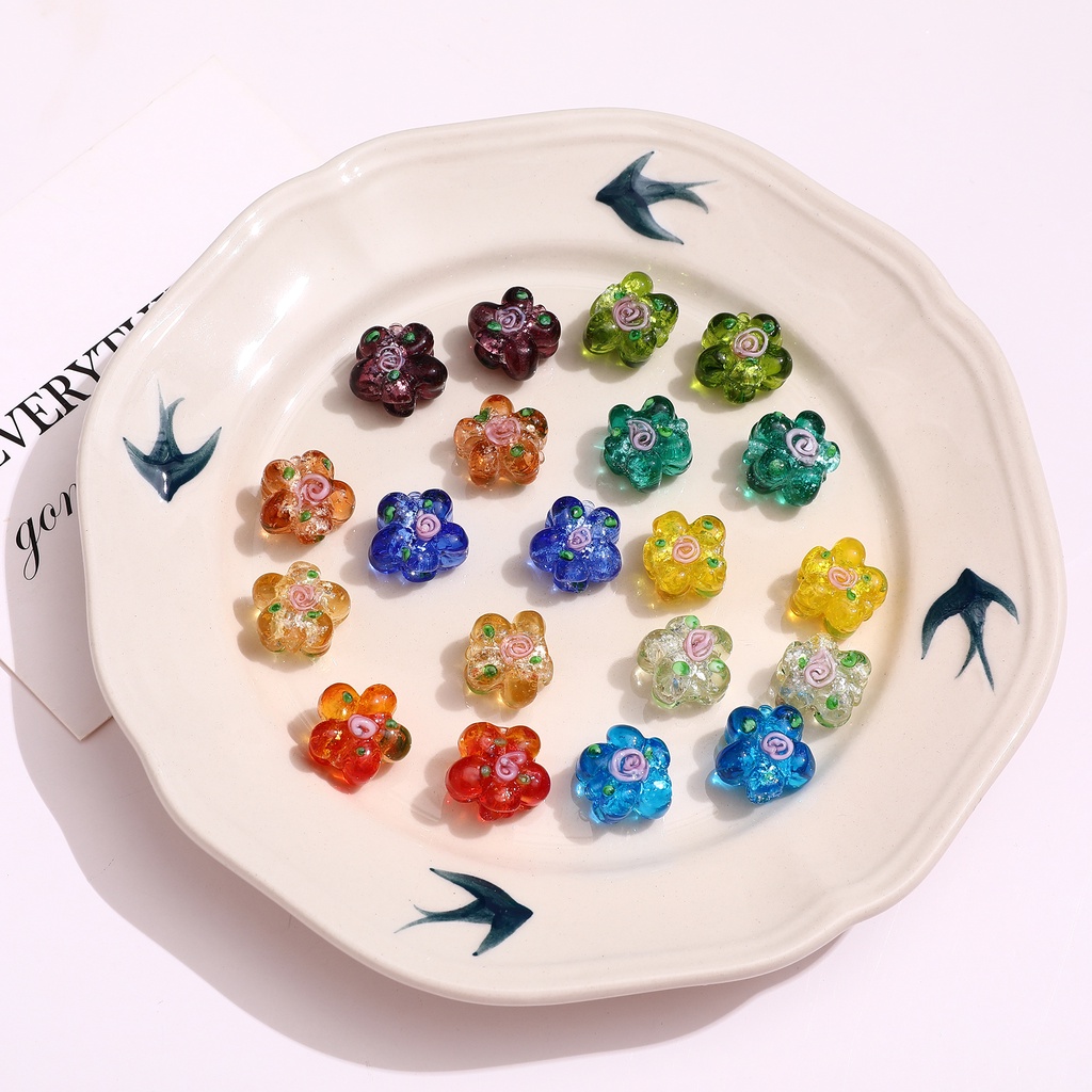 Hạt xâu hình hoa màu hồng/bạc bóng cổ điển độc đáo làm trang sức vòng tay/vòng cổ/hoa tai thủ công DIY