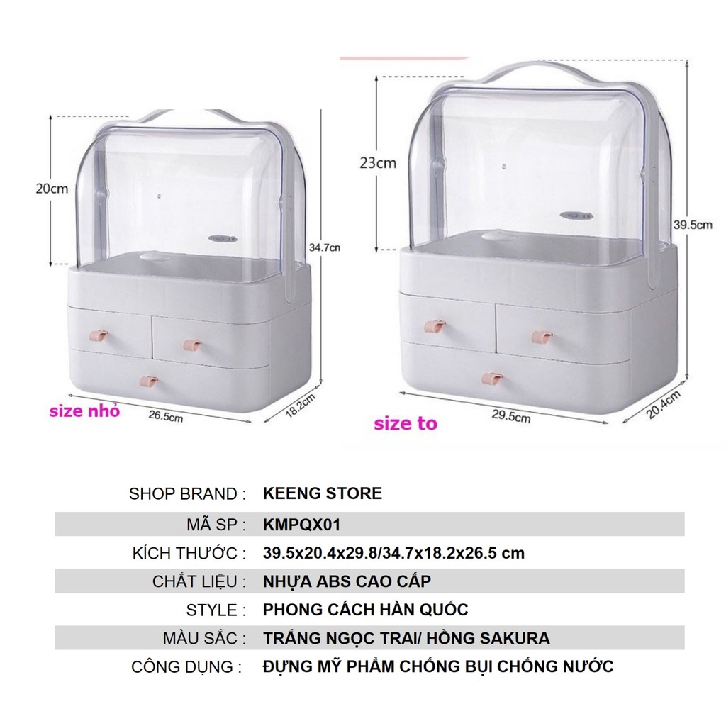 Kệ Mỹ Phẩm Nhập Khẩu Hình Vuông Có Quai Xách KEENGSTORE KMP02