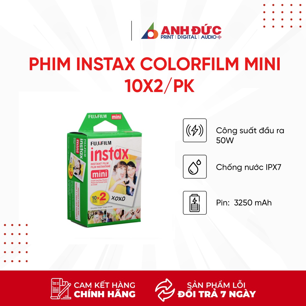 Phim máy ảnh Fujifilm Instax ColorFilm Mini 20 tấm, 10 tấm - Hàng chính hãng