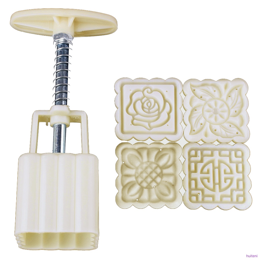 Set khuôn tem nhấn tay làm bánh trung thu hình vuông có thể tái sử dụng DIY