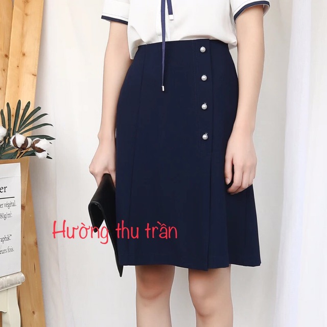 Chân Váy Chữ A Phối Cúc Sườn Dài Đến Gối Thời Trang Công Sở Trẻ Trung | BigBuy360 - bigbuy360.vn