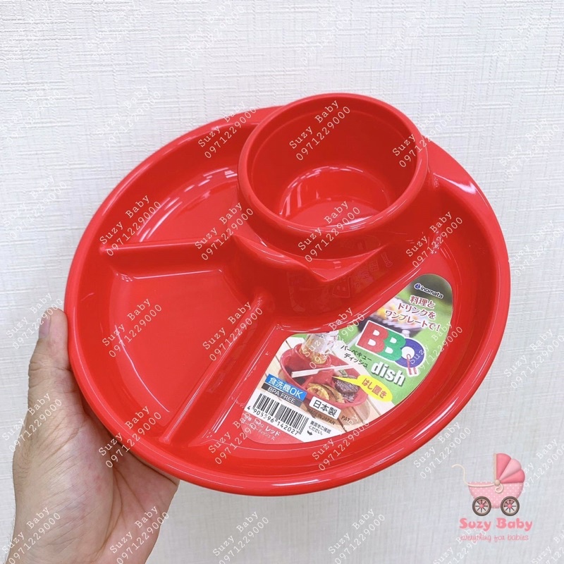 Khay ăn tròn Nhật Bản 4 ngăn có chỗ để cốc cho bé
