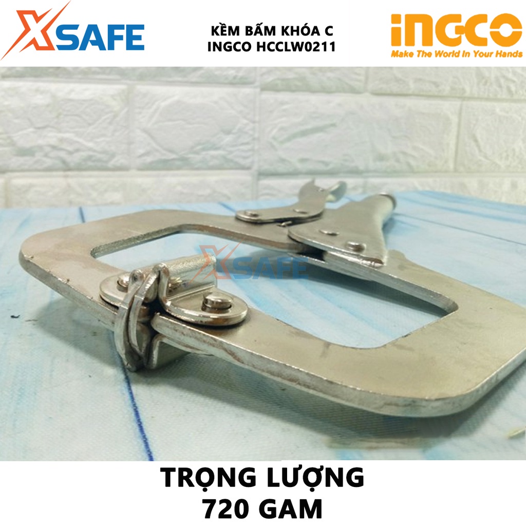 Kềm bấm khóa C INGCO HCCLW0211 11 inch Kìm bấm thép mạ niken, thiết kế nhỏ gọn, thuận tiện