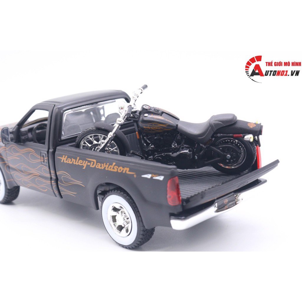 MÔ HÌNH BÁN TẢI HARLEY FORD F350 SUPER DUTY PICKUP 1999 1:24 - FXSTB NIGHT TRAIN 2002 1:24 MAISTO 3035