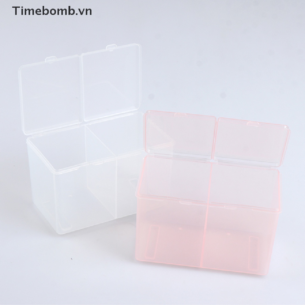 [Hàng mới về] Hộp đựng tăm bông và miếng bông trang điểm 2 ngăn rỗng nhỏ gọn tiện lợi