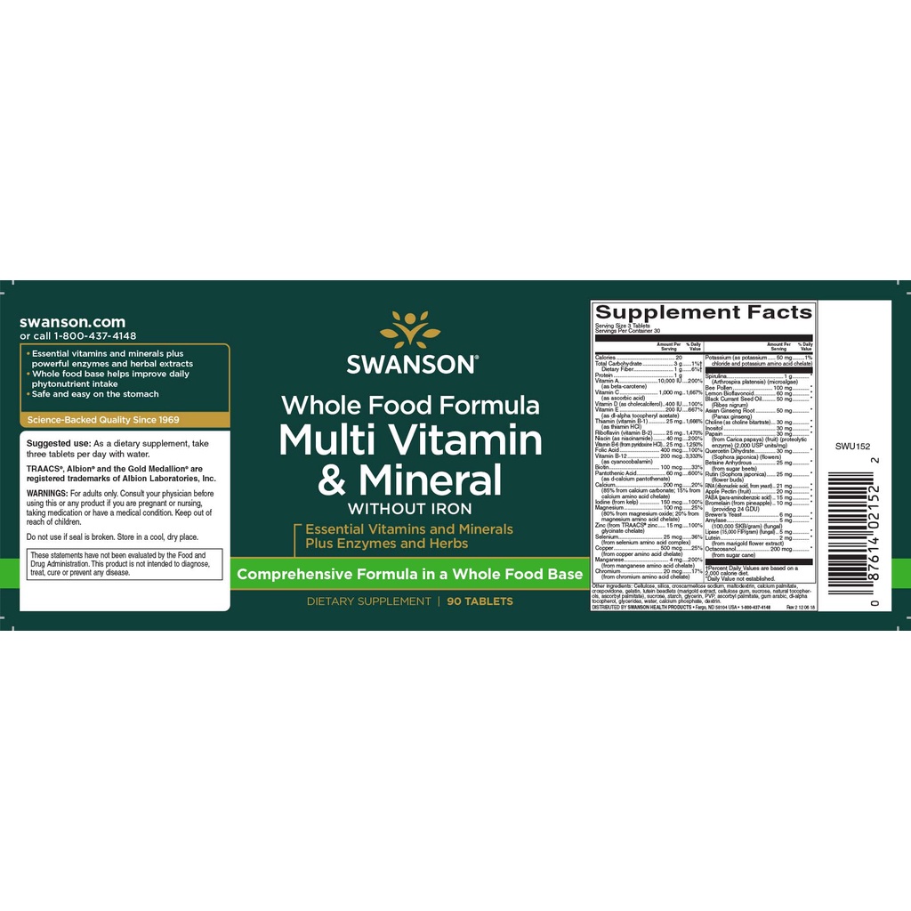 MULTIVITAMIN | Viên Uống Bổ Sung Vitamin Thiết Yếu - Swanson Whole Food Multi Vitamin