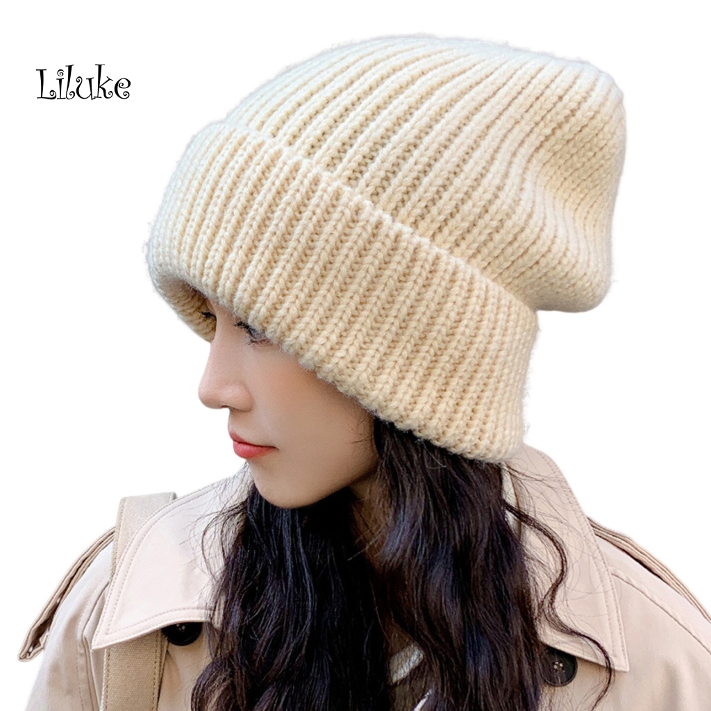 Mũ Beanie Dệt Kim Màu Trơn Thời Trang Unisex