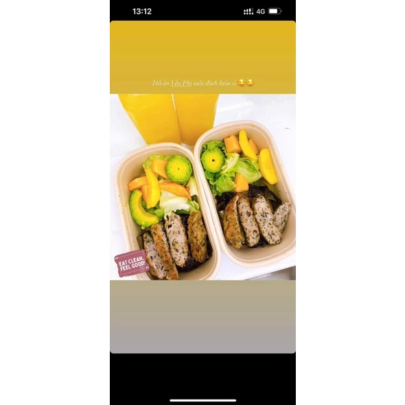 50 Hộp oval bã mía1000ml nắp nhựa Pet 236*132*70