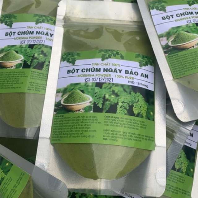 Bột lá chùm ngây sấy lạnh 100g dưỡng da rất tốt