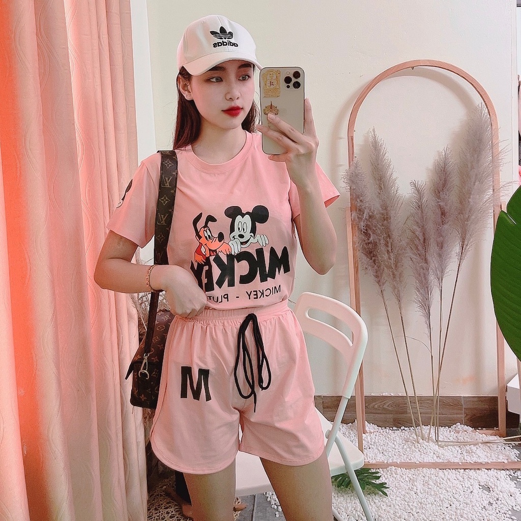 Bộ cotton cho bé gái lớn Mickey M có 5 mầu size Đại cồ 20-45kg XHN912