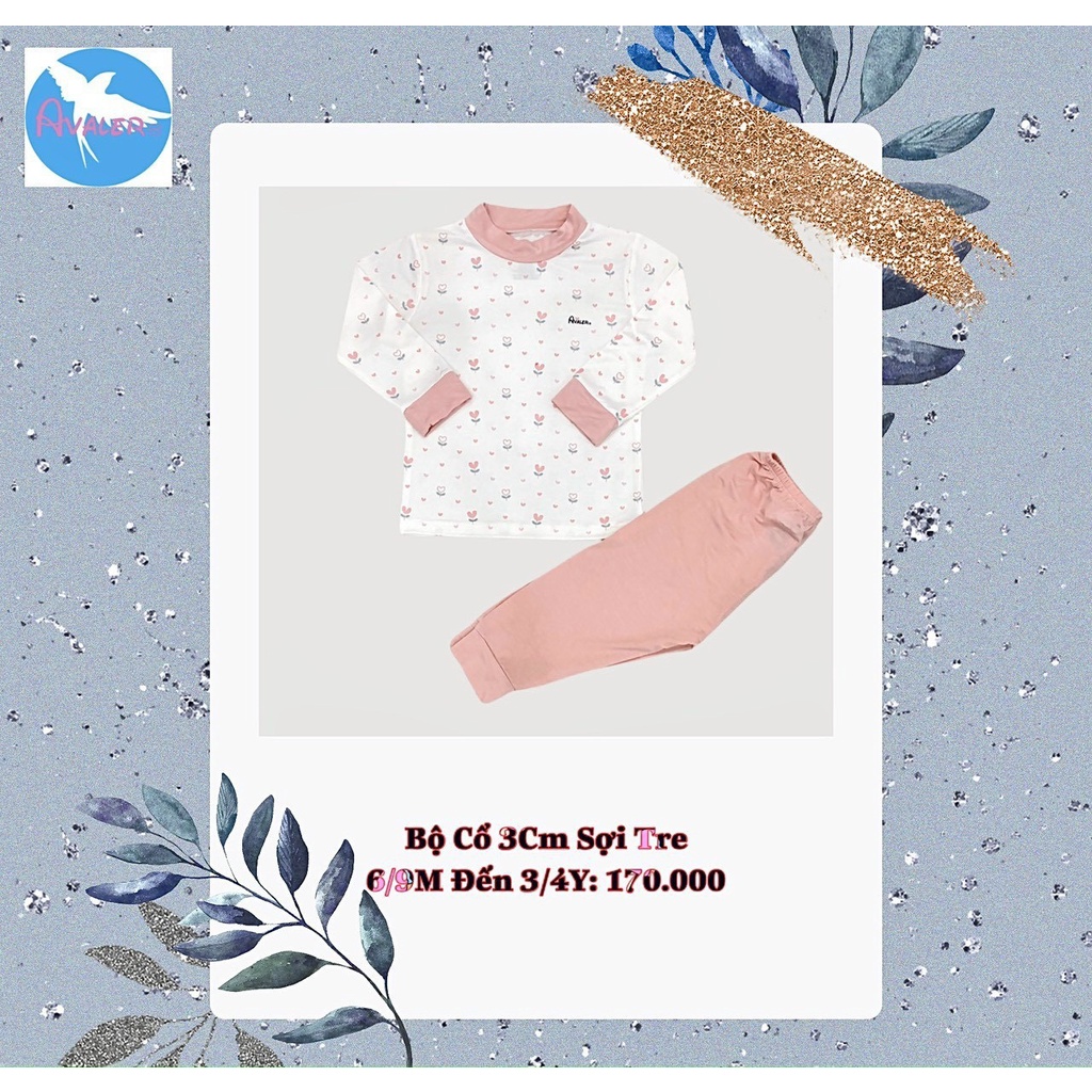 Bộ cổ 3 phân  AVALER vải giữ nhiệt cổ 3 cm cổ cao ấm áp mặc lót thu đông cho bé trai bé gái
