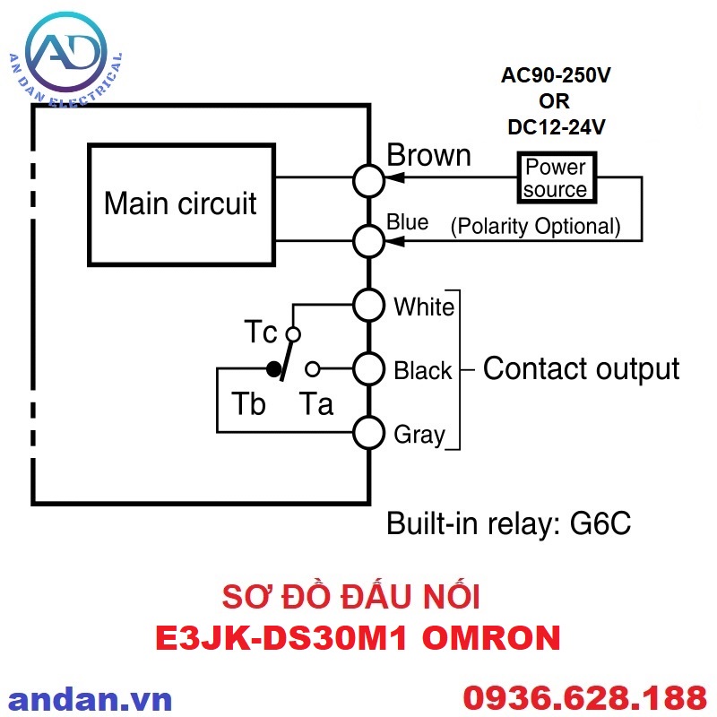 Cảm Biến Quang E3JK Omron E3JK-R4M1 Light-On,  E3JK-R4M2 Dark-On, E3JK-DS30M1, 90-220VAC or 12-24VDC