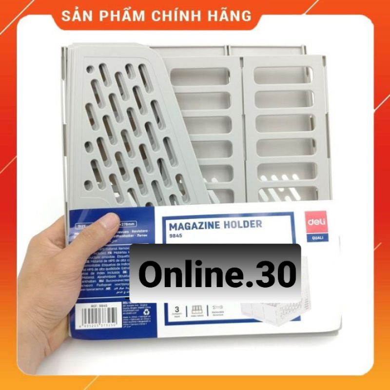 khay 3 ngăn đứng  DeLi  9845 _ kệ đựng hồ sơ