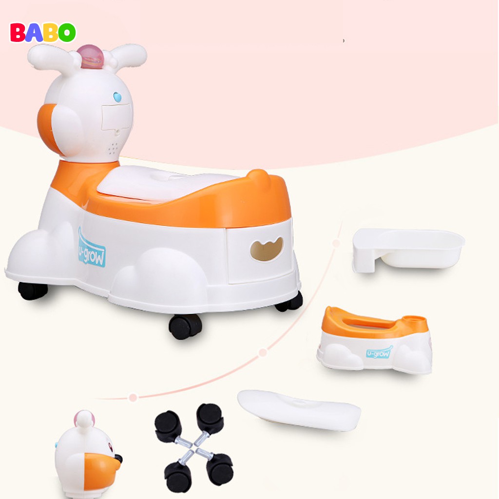 Bô cho bé Có Nhạc và Bánh Xe hình Thú ngộ nghĩnh Hỗ trợ Trẻ em tập đi vệ sinh Thiết kế thông minh phù hợp Bé Từ 1 tuổi