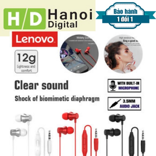 Tai Nghe Nhét Tai Lenovo HF130 Có Dây Tai Nghe 3.5Mm  Có Micro Âm Thanh Siêu Trầm