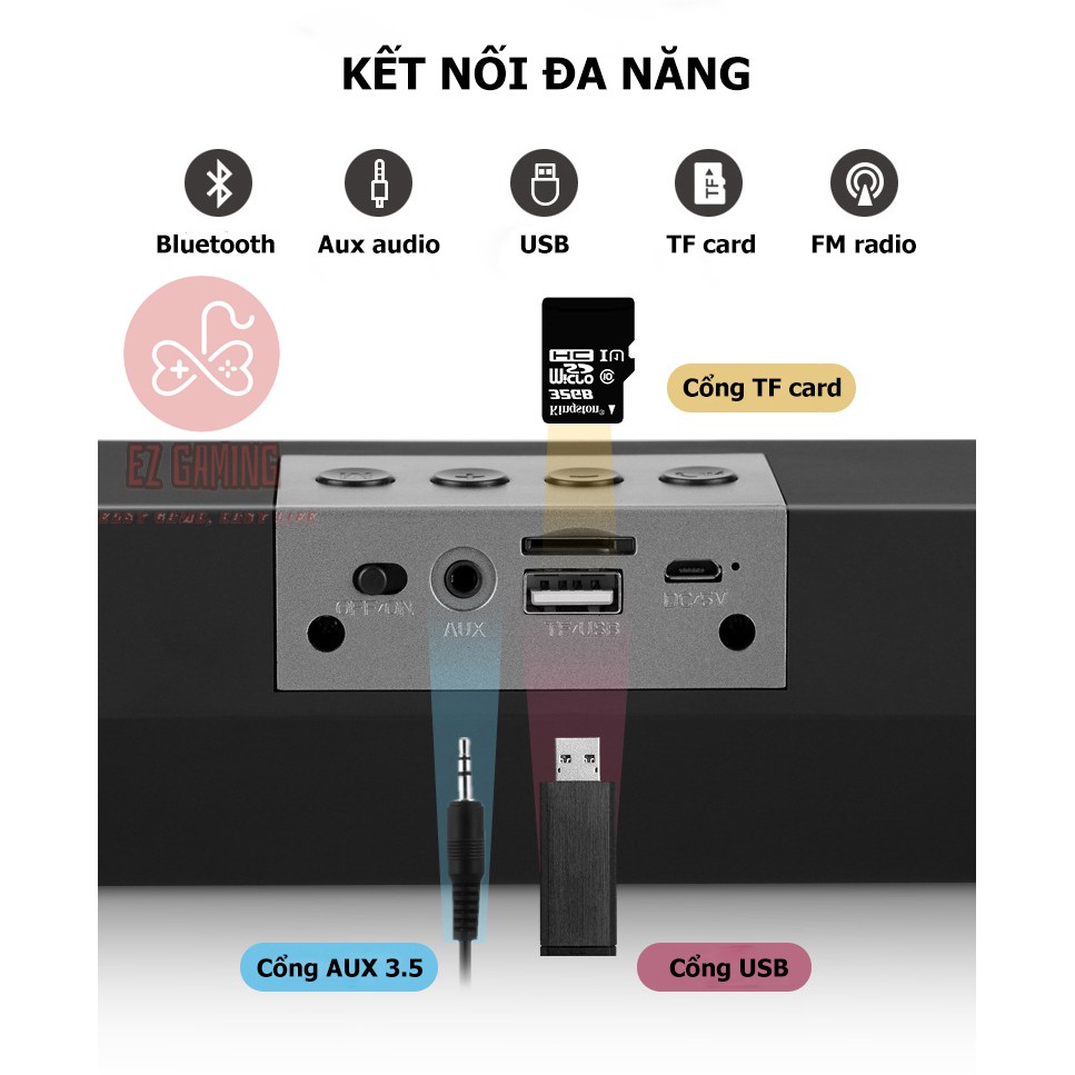 [Free Ship] Loa Thanh soundbar 2.2 Bluetooth E91 10W, Pin dung lượng lớn, âm thanh sống động, Hổ trợ thẻ nhớ,USB.