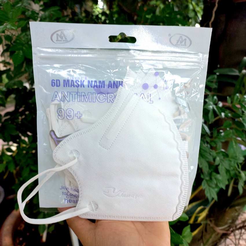 Khẩu trang 6d mask N99 Nam Anh Famapro, túi 10 cái, 5 lớp vải kháng khuẩn, thiết kế ôm kín khuôn mặt, quai thun co dãn