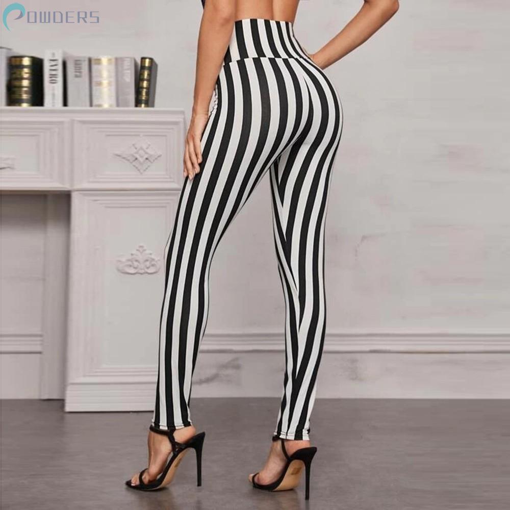 Quần Legging Thể Thao Lưng Cao Hoạ Tiết Kẻ Sọc Nhiều Màu Sắc
