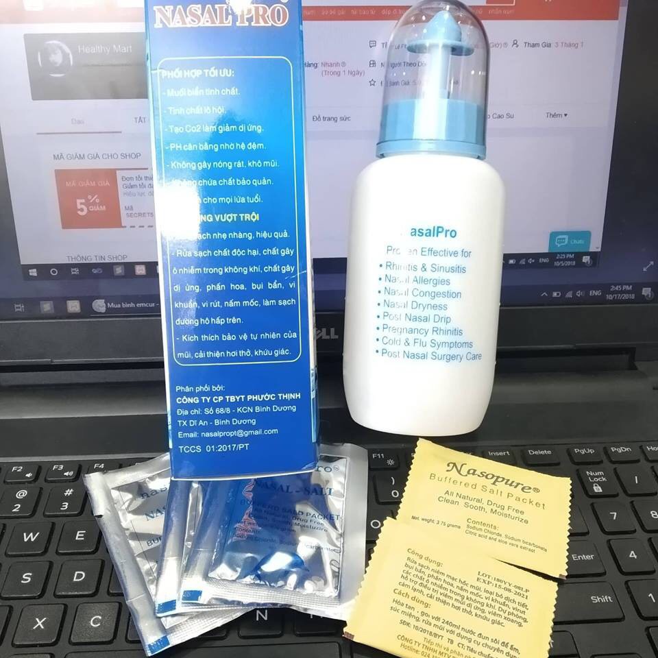 Bình rửa mũi Nasal Pro  có van thông khí giúp ngăn ngừa chất lỏng chảy ngược, dùng được cho cả người lớn và trẻ nhỏ
