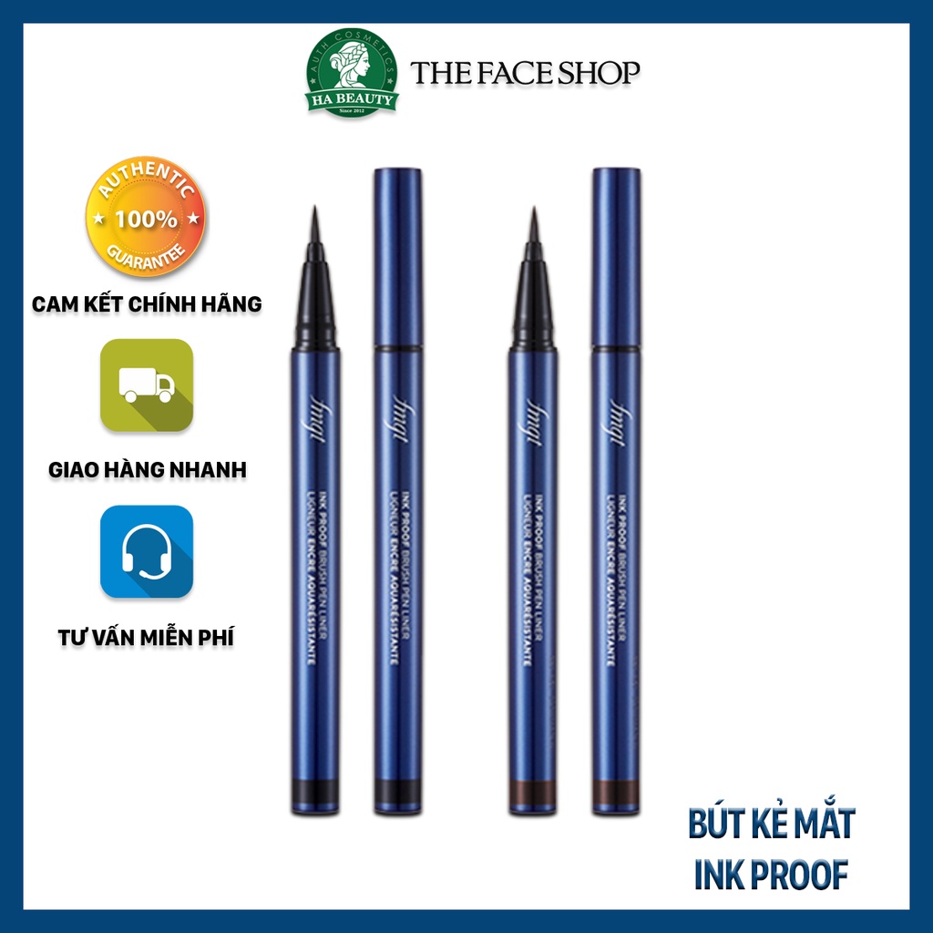 Bút kẻ viền mắt không trôi chống nước chống lem The Face Shop fmgt Ink Proof Brush Pen Liner 0.6g