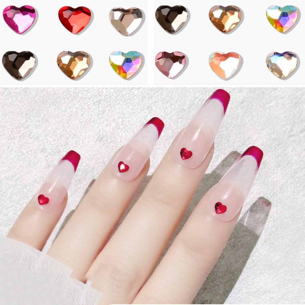 Nước Hoa Trái Tim Trang Trí Móng Tay|Bộ 10 Miếng Dán Móng Tay Lấp Lánh Trái Tim Xinh Xắn