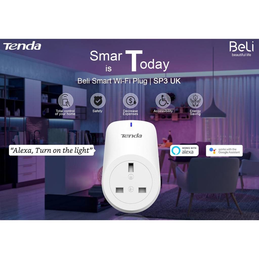 (Bảo hành chính hãng 2 năm), Ổ cắm Wifi Thông minh Tenda Beli SP3, thiết kế hiện đại , sang trọng
