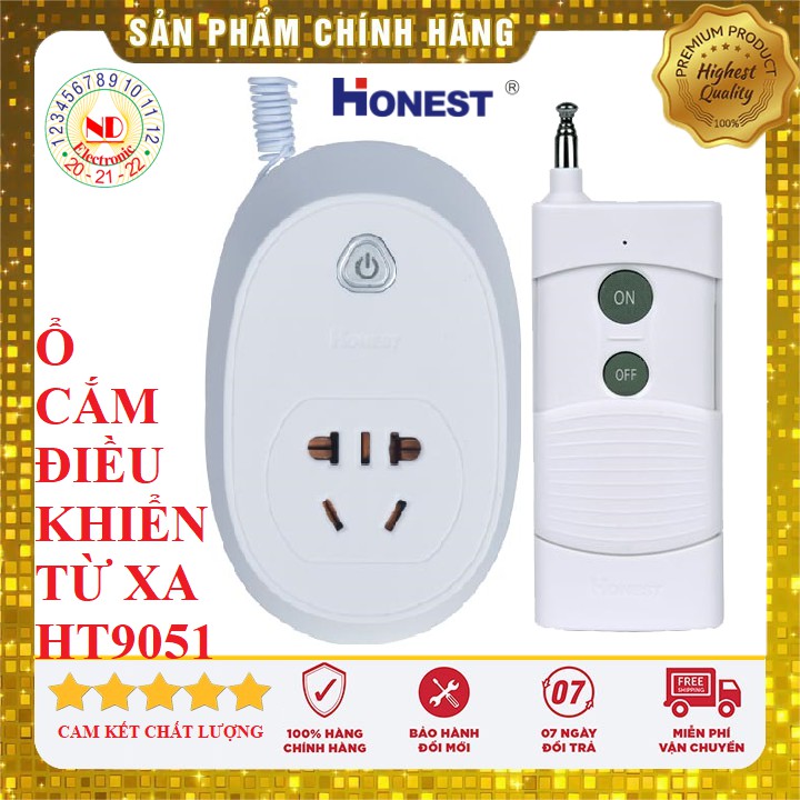 [✅CHÍNH HÃNG] Ổ CẮM ĐIỀU KHIỂN TỪ XA CÔNG SUẤT LỚN HONEST HT-9501CZD + TẶNG THÊM 1 PIN 12V23A