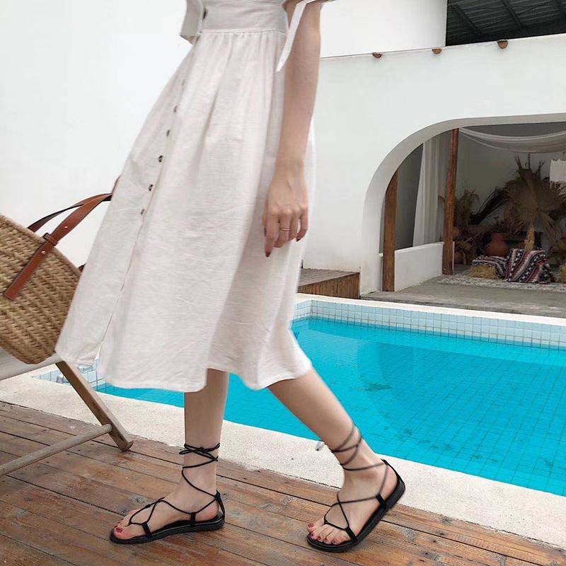 Giày Sandal Đế Mềm Thắt Dây Thời Trang Đi Biển