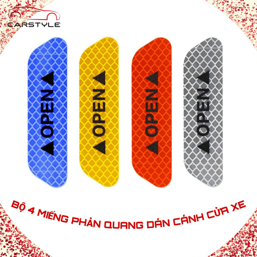 ⚡RẺ VÔ ĐỊCH⚡BỘ 4 Miếng Dán Phản Quang Cảnh Báo Mở Cửa Xe Hơi RẺ VÔ ĐỊCHBỘ 4 Miếng Dán Phản Quang Cảnh Báo Mở Cửa Xe Hơi