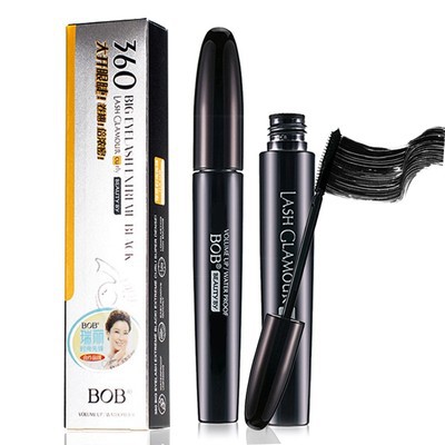 BOB màu đen ma thuật dày Mascara dài nhỏ, chất lỏng, cuộn, dày đặc, trang điểm, lâu dài, không thấm nước, không chóng mặ