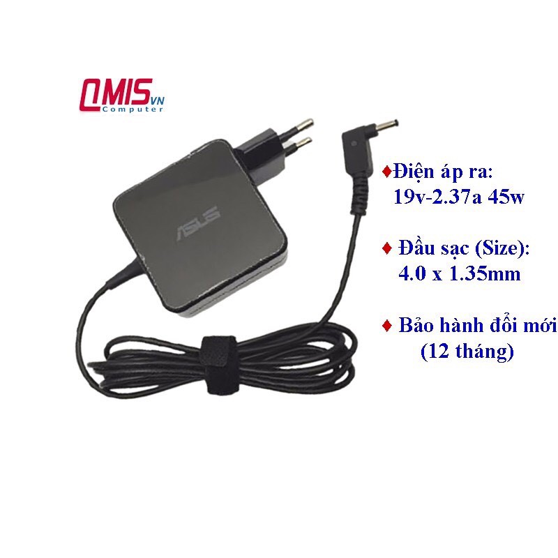 19V Sạc laptop Asus 19v-2.37a 19v-3.42a 19v-4.74a 19v-1.75a công suất 33w 45w 65w 90w 120w 180w 4.0x1.35mm 5.5x2.5mm