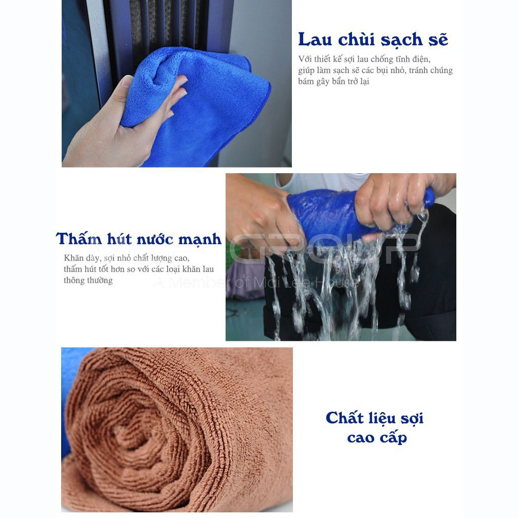 Bộ 2 Khăn Lau Ô Tô, Xe Hơi, Xe Máy Đa Năng Chuyên Dụng Cao Cấp Siêu Thấm Hút Nước Mạnh MLH
