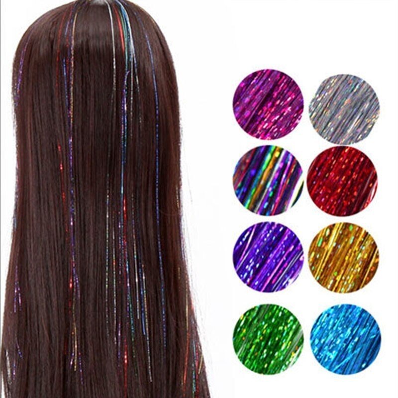 Dây tóc tết dài 100cm-120cm bằng lụa bóng màu cầu vồng phong cách hippie dành cho nữ