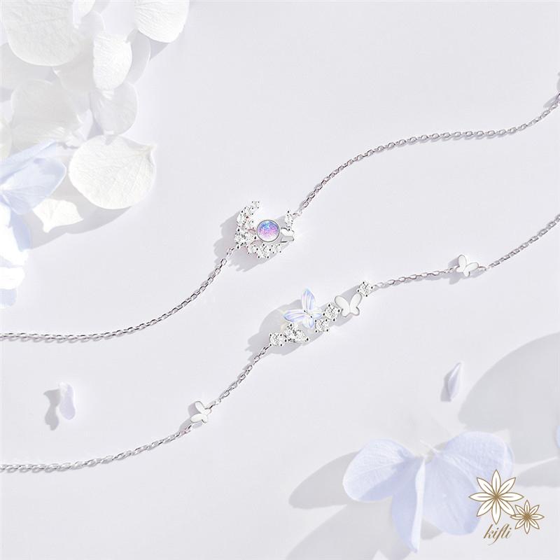 【kifli】Vòng Tay Hình Bướm / Lưỡi Liềm Cao Cấp Nhẹ Nhàng Sang Trọng Cá Tính Dành Cho Bạn Gái