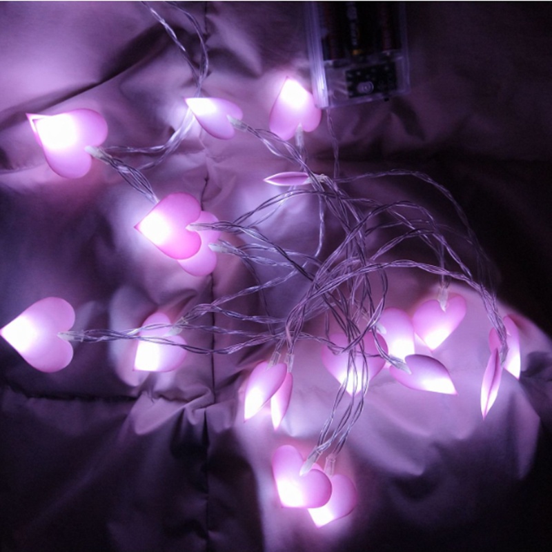 Dây đèn LED trang trí hình trái tim bằng cotton dài 1.5m