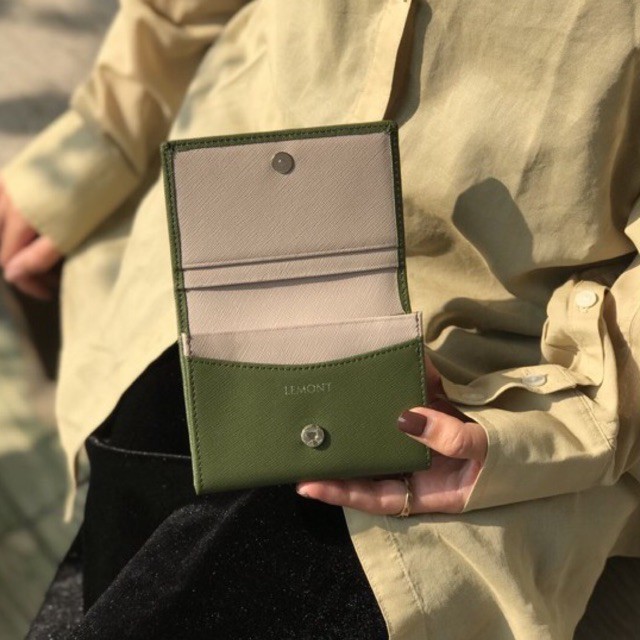 VÍ MINI TINY LEMONT DA BÒ THẬT - XANH RÊU XÁM