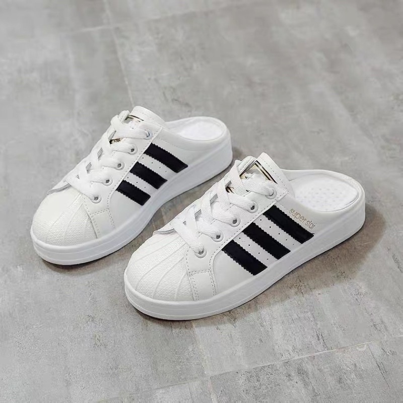 Giày thể thao dẫm gót mũi tròn kiểu vỏ sò kiểu dáng năng động, trẻ trung, thời trang dành cho nữ