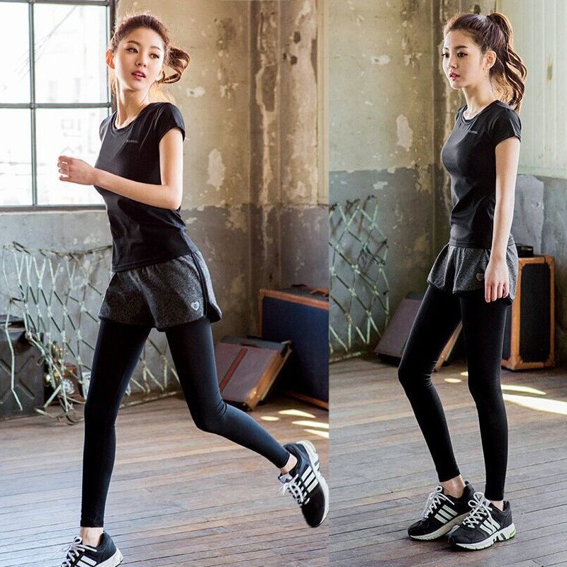 Quần Dài Thể Thao 2 Lớp Lưng Cao Ôm Dáng Thời Trang Cho Nữ