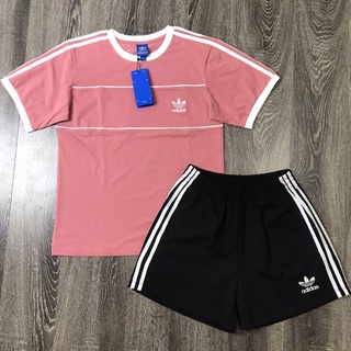 Bộ mặc nhà,đi chơi đi biển,dạo phố,tập gym thêu adidas ,áo cộc tay viền,quần sooc đùi 3 sọc